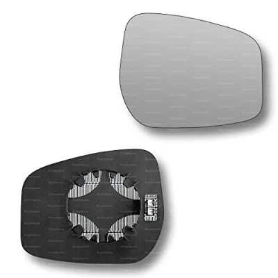 Image of Less4spares Replacement Wing Mirror Glass Right Compatible with Nissan Note 2013 2017 CLIP ON Driver Off side Heated Convex