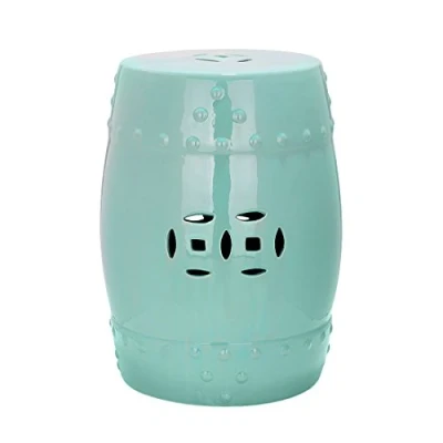Image of SAFAVIEH Modern Ceramic Garden Stool, in Robins Egg Blue, 35 X 45