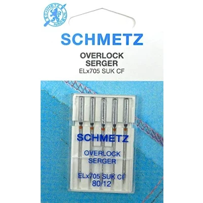 Image of Schmetz Overlock / Serger ELx705 SUK CF (Ballpoint, Chrome Finish) Sewing Machine Needles for Gritzner 788, Size 80/12