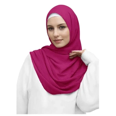 Image of Lina &amp; Lily Premium Cotton Pleated Hijab for Muslim Women, Maxi Head Scarf Shawl Wrap Lightweight (Pink)