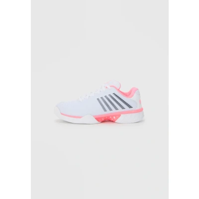 Image of K SWISS Hypercourt Express 2 Multicourt tennis shoes, Women&#039;s, Size: 6.5, White/neon pastel pink/black shoes