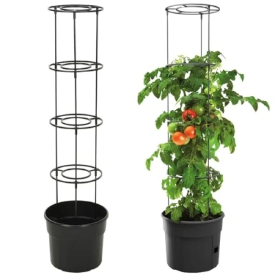 Image of GEEZY Self Watering Tomato Planter Pot with 4 Tier Trellis for Climbing Vine Plants and Vegetables Drainage Holes, Easy Assembly, Weather Resistant Indoor/Outdoor, Balcony, Patio, Garden