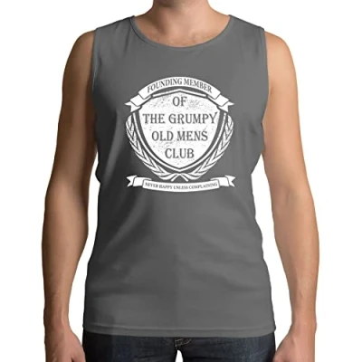 Image of Mens Grumpy Old Club Founding Member Funny Slogan Vest Tank Top Charcoal Grey (L)