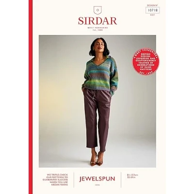 Image of Sirdar Jewelspun Aran Knitting Pattern 10718 Ladies Sweater