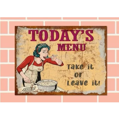 Image of TODAYS MENU Retro Metal Sign Man Cave Bar Pub Cafe Kitchen Funny Plaque Party Vintage Gift