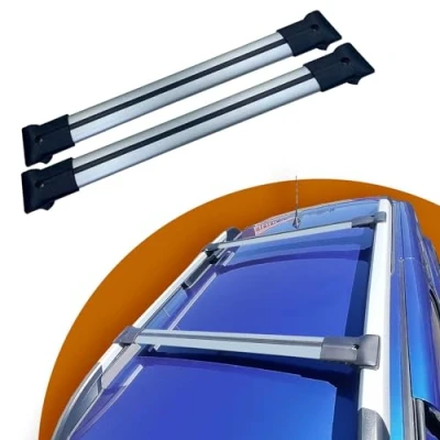 Image of Cross Auto Accessories Car Roof Rack Compatible With Ford Ranger 2011 2022 Bar For Rails, Aluminium Set 2 Pcs Gray