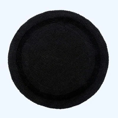 Image of Luxury Reversible Round Bath Mat Black Homescapes