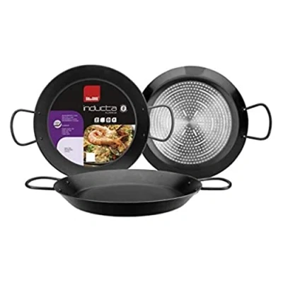 Image of IBILI 410238 Inducta Paella Pan, Aluminium, Black, 38 x 5 cm