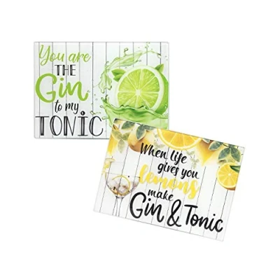 Image of YöL 2x worktop saver chopping board glass kitchen non slip gin tonic lemon lime