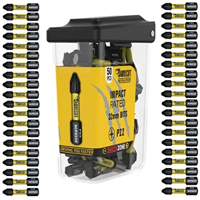Image of 50 x SabreCut SCRPZ23250B 32mm PZ2 Magnetic Impact Screwdriver Driver Bits Set Single Ended Pozi Pozidriv Heavy Duty Compatible with Dewalt Milwaukee Bosch Makita and Others