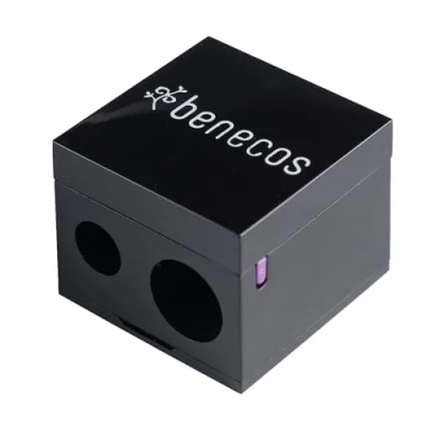 Image of benecos double sharpener for cosmetic pencils with integrated cleaning spatula