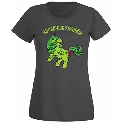 Image of Flip Womens My Little Zombie Unicorn Pony Parody T Shirt Charcoal Grey UK 14 16 (XXL)