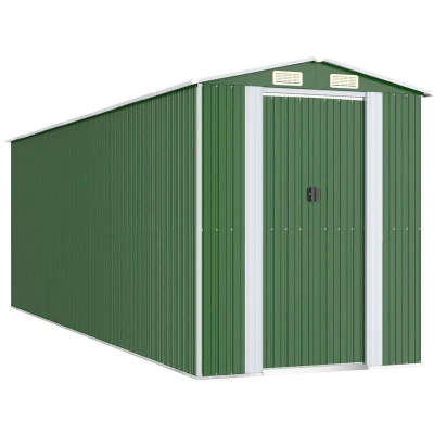 Image of vidaXL Garden Shed Green 192x606x223 cm Galvanised Steel