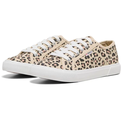 Image of ONLY Onlnicola Cream/Leopard Sneaker for Female Size 39