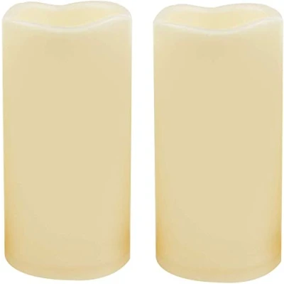 Image of 2 PCS 3&quot; x6&quot; Waterproof Outdoor Battery Operated Flameless LED Pillar Candles with Timer Flickering Plastic Resin Electric Decorative Light for Lantern Patio Garden Home Decor Party Wedding Decoration
