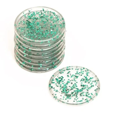 Image of Craftelier Plastic Glitter Disc Rings L for Scrapbooking Binding and other Crafts Planners, Agendas, Notebooks or Albums Pack of 9 pcs. 45 mm Diameter Colour Turquoise with