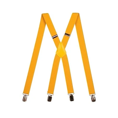 Image of Olata Unisex Adjustable Skinny X Shape Clip on Braces/Suspenders with Metal Clips 2.5cm. Yellow