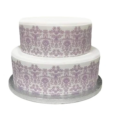 Image of Top That Edible Decor Sheet LILAC PURPLE Lace Effect Border Ribbon Perfect for Larger cakes Easy to Use