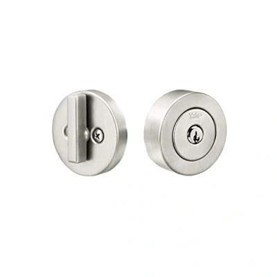 Image of Yale Home 4881619FR Flat Round Single Cylinder, Satin Chrome Deadbolt
