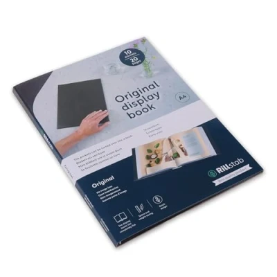 Image of Rillstab Original Display Book (10 Transparent/Clear Pockets) A4 Front Page Ring Binder Portfolio &amp; Project Presentation Folder for Meetings Conferences Poly Clear Pocket Black 99414