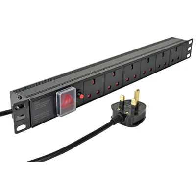 Image of 6 Way Horizontal 13A Switched PDU 19 Inch 1U Standardised Power Distribution Unit 1.8m Lead