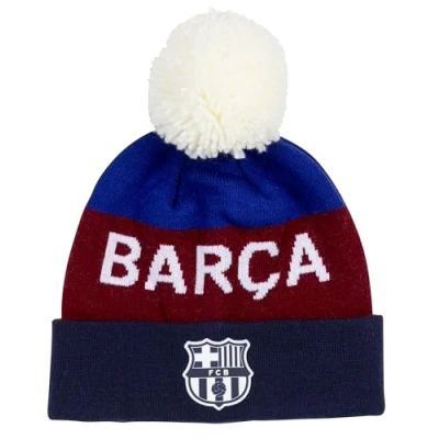 Image of FC Barcelona Official Collection Football Supporter Pompom Hat Men&#039;s Size