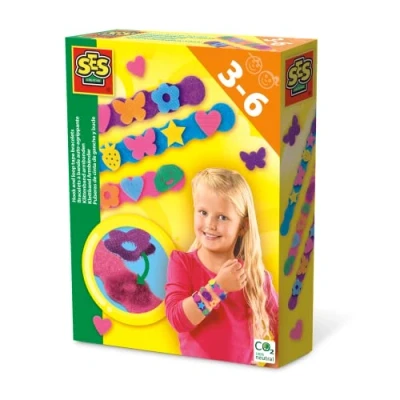 Image of SES 14833 Hook and loop tape bracelets, Making bracelets for young children