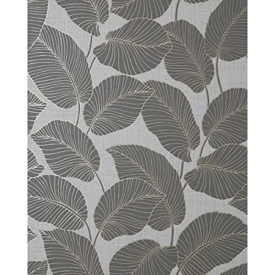 Image of Fine Décor Larson Leaf Charcoal/Gold