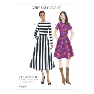 Image of Vogue Patterns 9197 A5,Misses Dress,Sizes 6 14, Tissue, Multicoloured, 15 x 0.5 22 cm