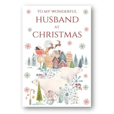 Image of Second Ave Husband Christmas Polar Bear Xmas Holiday Festive Greetings Card