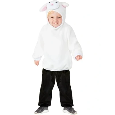 Image of Smiffys Toddler Lamb Costume with Hooded Top &amp; Trousers, Children&#039;s Animal Fancy Dress, Dress Up Costumes