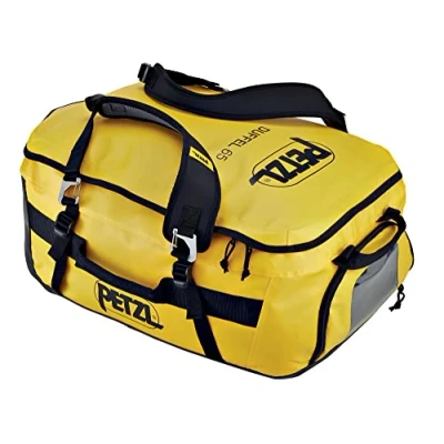 Image of PETZL, Duffel 65, From Medium Capacity Transport Sacco, Yellow Black, 65 L, Unisex Adult