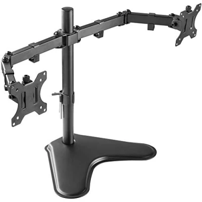 Image of RICOO Dual Monitor Desktop Mount TS7311 Adjustable mounting for 2 flat screens with 13 27 inch max VESA Norm 100x100 free standing double arm bracket PC screen stand in Black