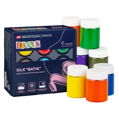 Image of Decola Nevskaya Palitra Silk Paint Set 9x50ml Batik Textile Paint/Fabric Paints Washable Quality From