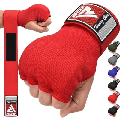 Image of RDX Gel Boxing Hand Wraps Inner Gloves, Quick 75cm Long Wrist Straps, Elasticated, Padded Fist Protection, Muay Thai MMA Martial Arts Punching Speed Bag Training Bandages, Under Mitts Handwraps