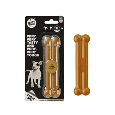 Image of TastyBone Nylon Dog Chew Toy for Small Dogs (Lamb) Indestructible Aggressive Chewers, Everlasting Flavour, Strong Healthy Teeth, Made in the UK