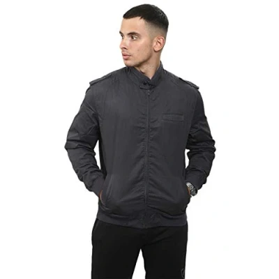 Image of True Face Mens Jacket Zip Up Summer Lightweight Casual Ribbed Cuff Full Zipper Long Sleeve Outerwear