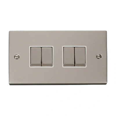 Image of Click Deco 4 Gang 2 Way Ingot 10AX Switch Pearl Nickel White Inserts
