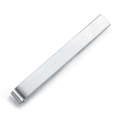 Image of HONEY BEAR Mens Initial Alphabet Letter Tie Clip Bar Normal Size Stainless Steel For Business Wedding Gift,5.4cm,Brushed Silver A Z