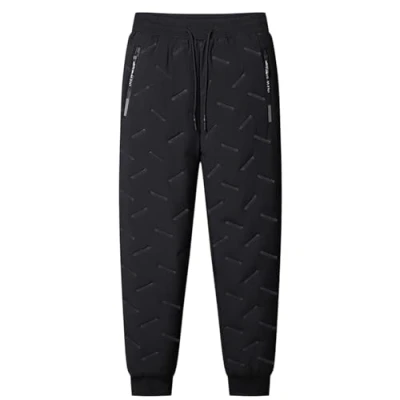 Image of Unisex Fleece Lined Waterproof Pants, Fleeceactive Jogging Bottoms (Black Jogger,4XL)
