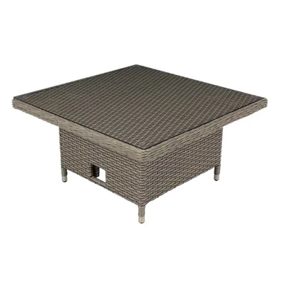 Image of Dellonda Chester Rattan Wicker Adjustable Outdoor Dining Table, Brown DG73