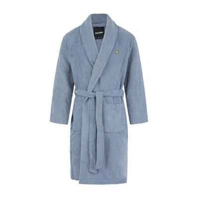 Image of Lyle &amp; Scott Men&#039;s Lucas Bathrobe Luxurious Towelling Dressing Gown with Classic Embroidered Eagle Chest Logo (UK, Alpha, XXL, Regular, Tempest)
