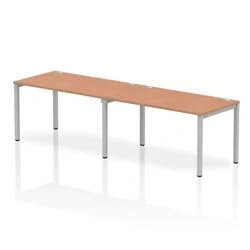 Image of Impulse Bench Single Row 2 Person 1400 Silver Frame Desk Beech