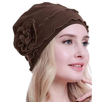 Image of osvyo Chemo Headwear Turban Cap for Women Cancer Beanie Hair Loss Sealed Packaging Light Coffee