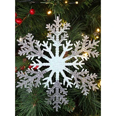 Image of Christmas Concepts® 21cm 8&quot; Large Glitter Decorated Snowflake Decoration Baubles (IRIDESCENT, 1)