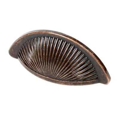 Image of Decoranddecor Arro Half Moon Shaker Cup Handles Cabinet Pulls Zinc 64mm Hole Centre (Antique Copper)