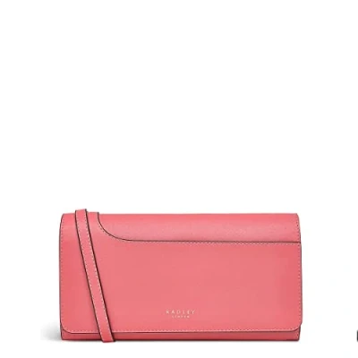 Image of Radley Pockets 2.0 Leather Phone Cross Body Bag Purse Wallet in Coral Pink
