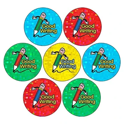 Image of 280 Holographic Sparkly Good Writing Motivational Childrens Pupils School Teachers Praise Reward Stickers Value Pack 20mm Primary Teaching Services