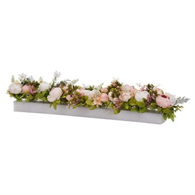Image of The Recipe Peony Table Runner, Pink, White, Peach, Green