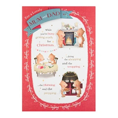 Image of Hallmark Medium Mum and Dad &quot;Festive Fun&quot; Christmas Card